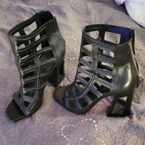 Vic Matie Black Geometric High Heel Sandals